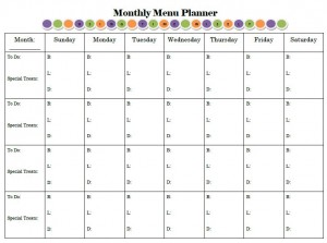 Monthly Menu Planner