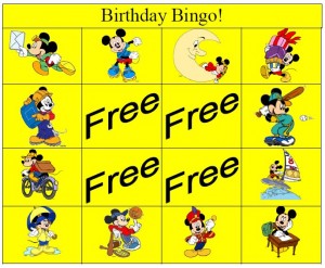 Mickey Mouse Clubhouse Bingo Card