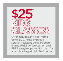 JCP Optical: $25 Kids’ Glasses through September 7, 2013  