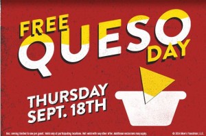 Moe’s Southwest Grill: Free Queso Day - September 18, 2014